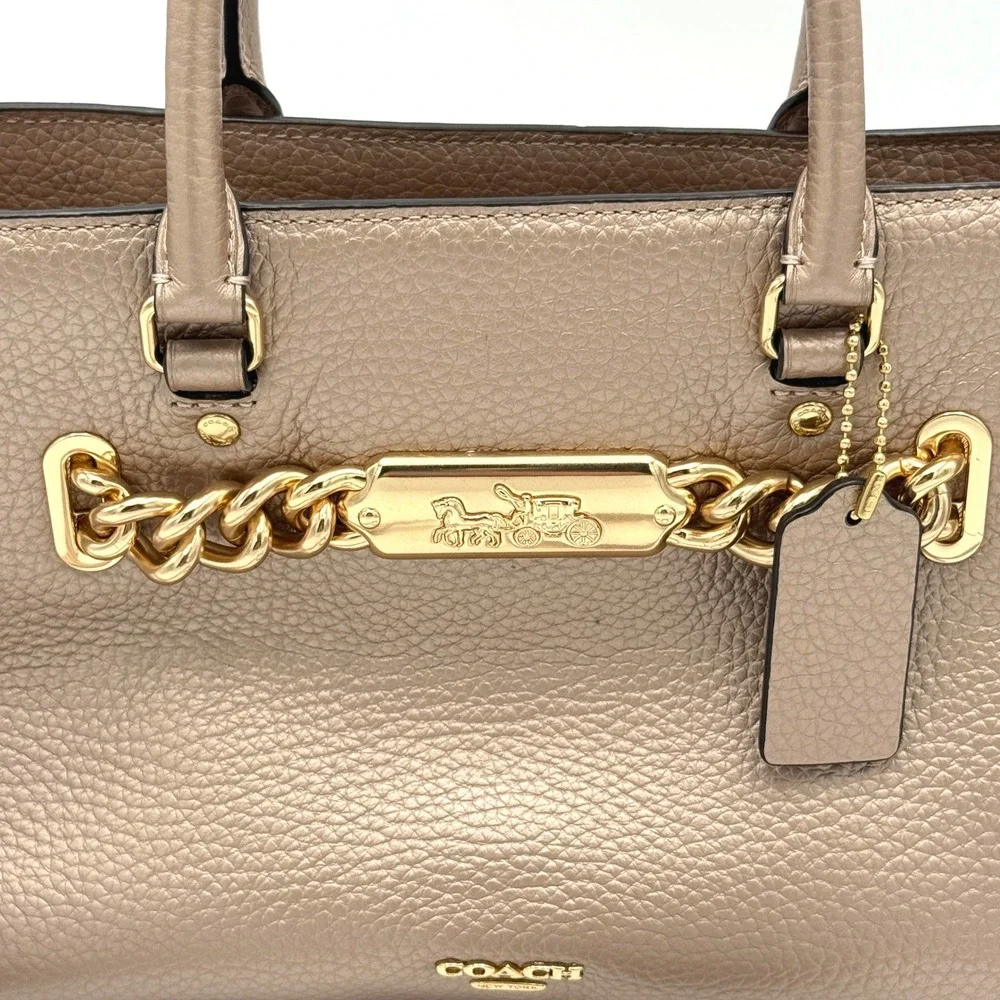 Coach Metallic Rose Gold Pebble Leather Blake 25 Carryall Satchel Bag F39847 NEW